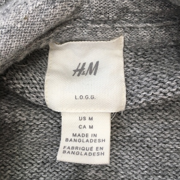 H&M Henley Heather Gray Long Sleeve Hooded Pullover Knit Sweater - Picture 14 of 15